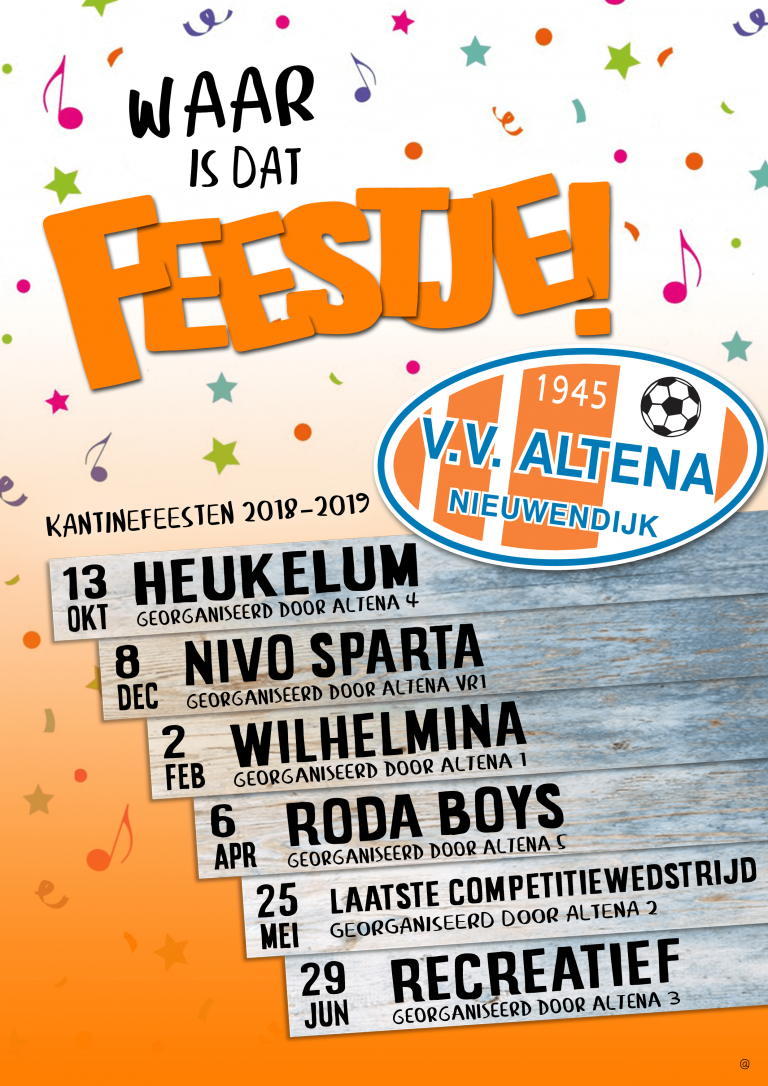 Feestavond 18 mei verplaatst