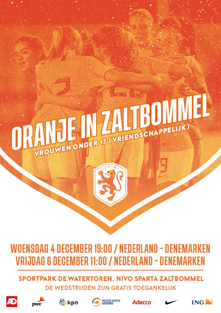 VROUWEN ONDER 17 TWEEMAAL TEGEN DENEMARKEN IN ZALTBOMMEL