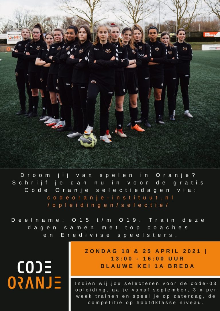 Code oranje organiseerd selectiedagen voor meiden