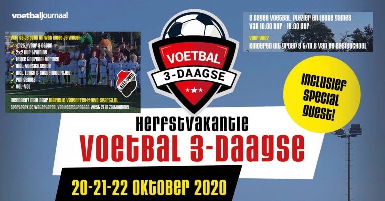 Herfstvakantie Voetbal Driedaagse 2020 bij N.I.V.O.-Sparta INCL Special Guest!